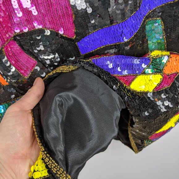 Neiman Marcus Vintage Abstract Sequin Mini Dress - Picture 3 of 8